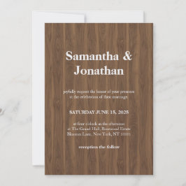 Hochzeit dunkles Holz einfach Einladung