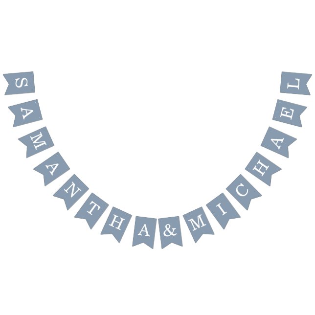 Hochzeit Dusty Blue Bride & Groom Names Simple Wimpelkette (Alle)