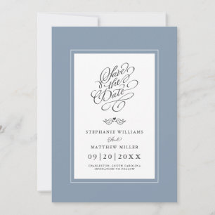 Hochzeit Dusty Blue Calligraphy Printable Digital Save The Date