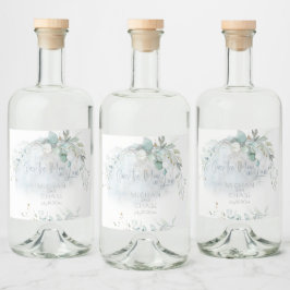 Hochzeit | Dusty Blue Over Over Moon in Liebe Alkoholflaschenetikett