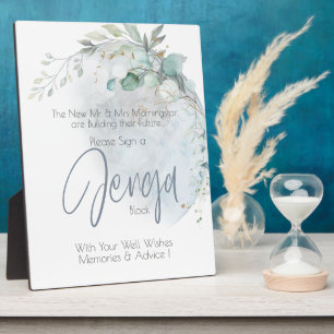 Hochzeit   Dusty Blue Over Over Moon in Liebe Fotoplatte