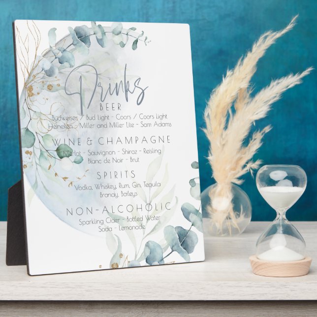 Hochzeit | Dusty Blue Over Over Moon in Liebe Fotoplatte (Seite)