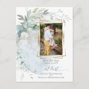 Hochzeit   Dusty Blue Over Over Moon in Liebe Postkarte