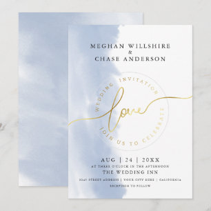 HOCHZEIT   Dusty Blue Watercolor Einladung