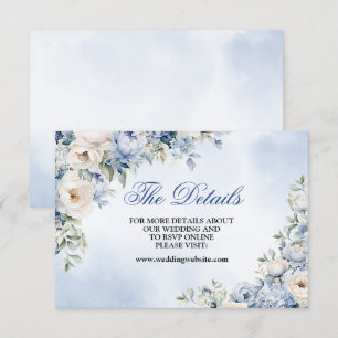 Hochzeit Dusty Blue Watercolor Elfenbeinfarbene Bl Begleitkarte