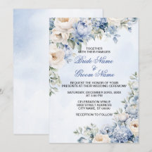 Hochzeit Dusty Blue Watercolor Elfenbeinfarbene Bl