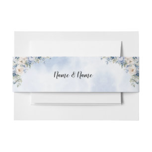 Hochzeit Dusty Blue Watercolor Elfenbeinfarbene Bl Einladungsbanderole