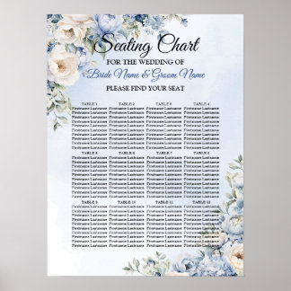 Hochzeit Dusty Blue Watercolor Elfenbeinfarbene Bl Poster