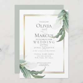 Hochzeit | Dusty Green Elegant Tropical Foliage Einladung