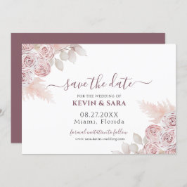 Hochzeit Dusty Pink Blumenpastel Save the Date Einladung