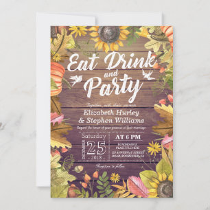 Hochzeit EAT Drink und Party Maple Blätter Pumpkin Einladung