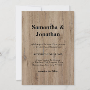 Hochzeit Echtes natürliches Holzmaserung Einladung