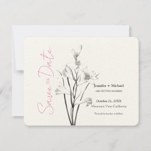 Hochzeit Ehe Kalligrafie Floral Schwarz Weiß Save The Date