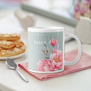 Hochzeit & Eid   Rosa Pfingstrose & Hellgrün Jumbo Jumbo-Tasse