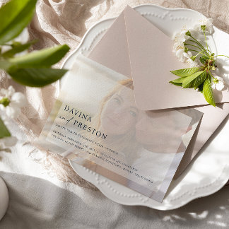 Hochzeit eines modernen Navy-Script-Fotos Einladung