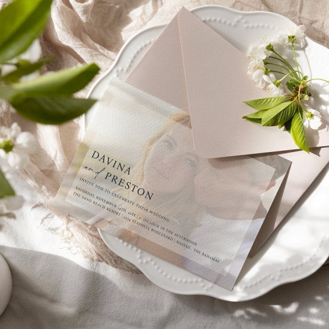 Hochzeit eines modernen Navy-Script-Fotos Einladung (Von Creator hochgeladen)