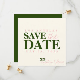 Hochzeit einfach und modern grün und rosa save the date