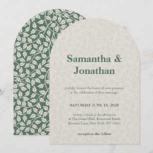 Hochzeit Einfache Florale Smaragdgrün Einladung