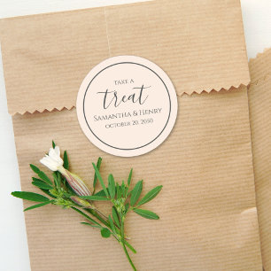 Hochzeit Einfache Kalligrafie Schrift Pfirsich Runder Aufkleber