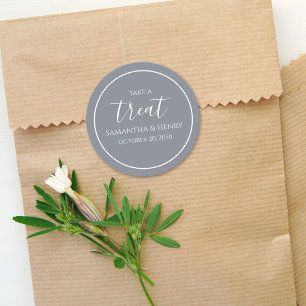 Hochzeit Einfache Verstaubte Blaue Kalligrafie Sch Runder Aufkleber