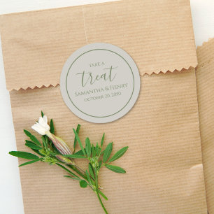 Hochzeit Einfaches Salbei Kalligrafie Schriftzug G Runder Aufkleber