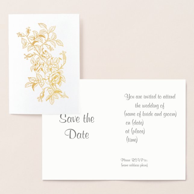 Hochzeit Einladung Rose in Bloom Vintag Line Kunst (Anzeige)