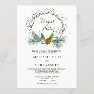 Hochzeit Einladung Winterkranz mit Ananas