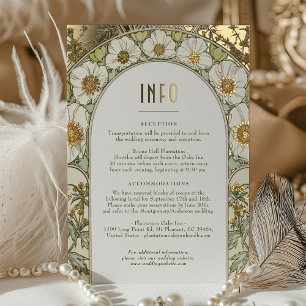 Hochzeit Einlegen INFO Card Vintag Jugendstil Much Folieneinladung