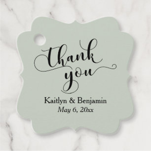 Hochzeit Elegant Black on Sage Green Vielen Dank Geschenkanhänger