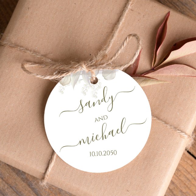 Hochzeit Elegant Calligraphy Script Sage Green Geschenkanhänger (Elegant sage green calligraphy script favor tag.)