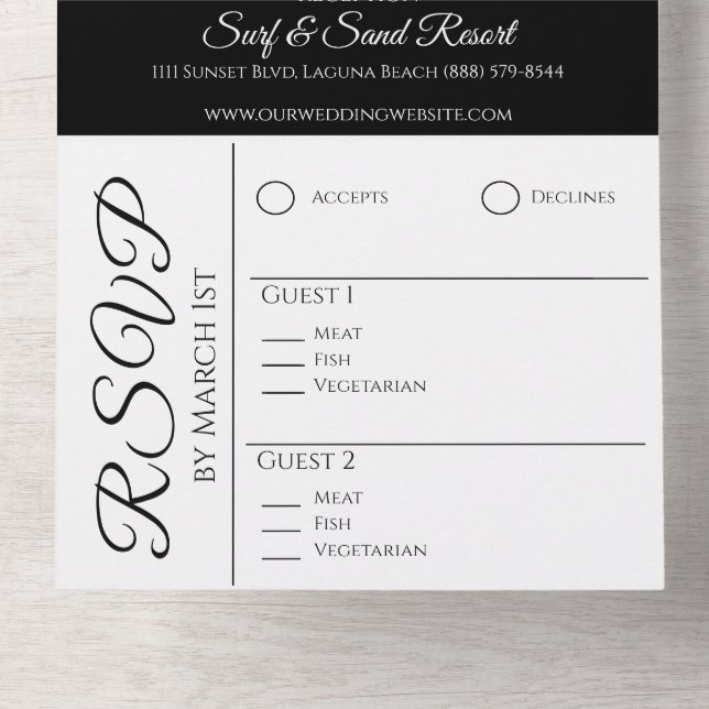 Hochzeit Elegant Embrace-White Orchids - Foto All In One Einladung (Innen Boden)