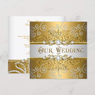 Hochzeit Elegant Gold Silber Spitze Diamant Einladung