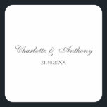 Hochzeit Elegant kreativ Beruflich Moderne Quadratischer Aufkleber<br><div class="desc">Diese Vorlage kann an alle beruflichen Beruf angepasst werden.</div>