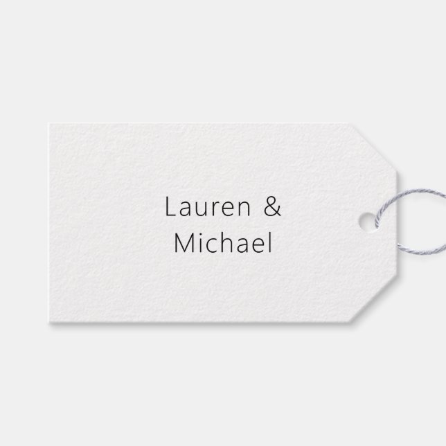 Hochzeit Elegant Minimalistisch Schlicht Schwarz-w Geschenkanhänger (Vorderseite (Horizontal))