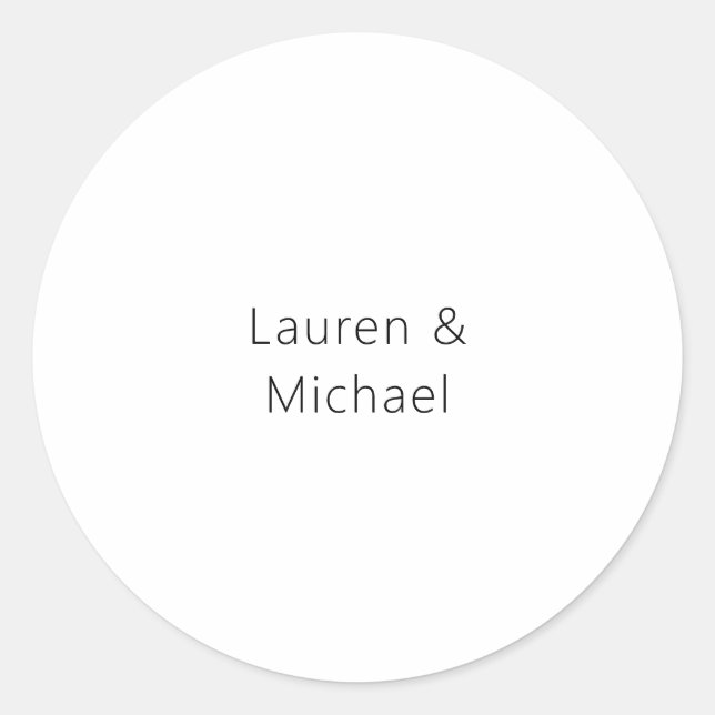 Hochzeit Elegant Minimalistisch Schlicht Schwarz-w Runder Aufkleber (Vorderseite)