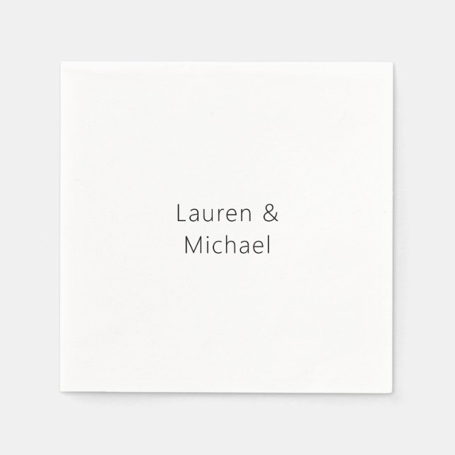 Hochzeit Elegant Minimalistisch Schlicht Schwarz-w Serviette (Vorderseite)
