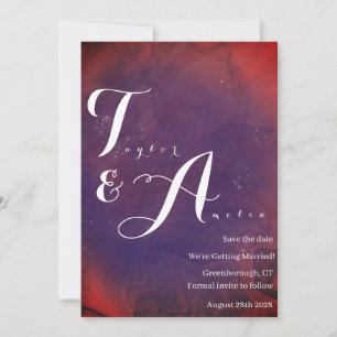 Hochzeit Elegant Monogram Lila Red Save The Date