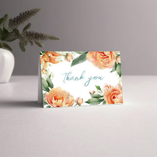 Hochzeit Elegant Peach Floral Dankeskarte