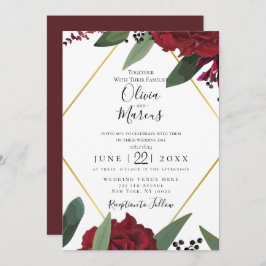 HOCHZEIT | Elegant Rich Burgundy Marsala Floral Re Einladung