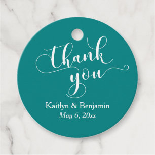 Hochzeit Elegant White auf Aquamarin Vielen Dank Geschenkanhänger