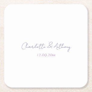 Hochzeit Elegante Kalligrafie Kreative Namen & Dat Rechteckiger Pappuntersetzer