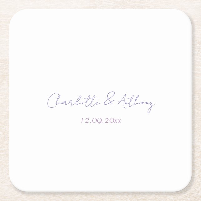 Hochzeit Elegante Kalligrafie Kreative Namen & Dat Rechteckiger Pappuntersetzer (Vorderseite)