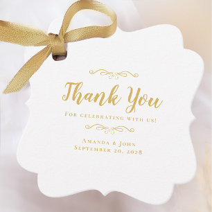 Hochzeit Elegante Kalligraphie Danke Gold White Geschenkanhänger