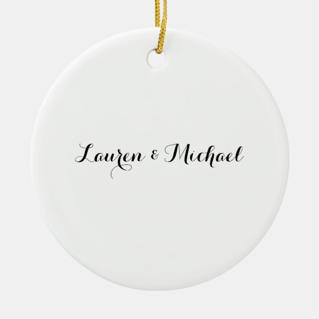 Hochzeit Elegante Minimalistische Kalligraphie Sch Keramik Ornament (Vorne)