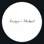 Hochzeit Elegante Minimalistische Kalligraphie Sch Runder Aufkleber<br><div class="desc">Diese Vorlage kann an alle beruflichen Beruf angepasst werden.</div>