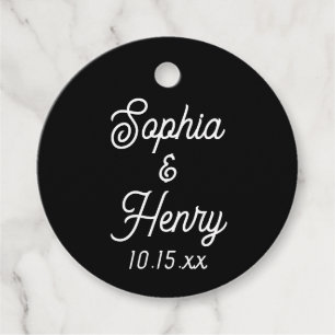 Hochzeit Elegante Schrift-Typografie Schwarz und W Geschenkanhänger