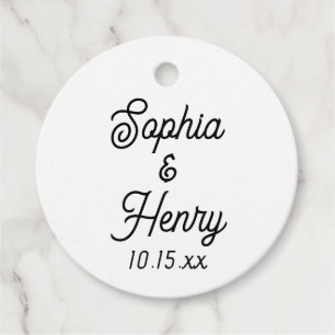 Hochzeit Elegante Schrift-Typografie Schwarz und W Geschenkanhänger