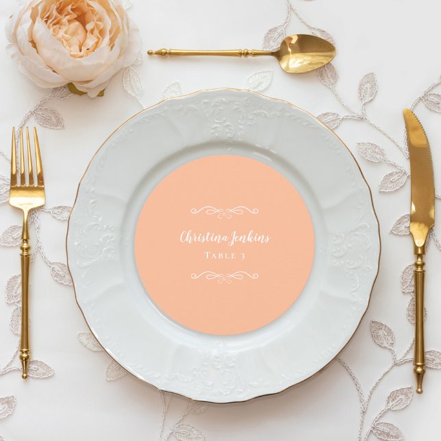 Hochzeit Elegante Schwarz-weiße Rundchic Platzkart Einladung (Wedding Elegant Black White Round Chic Place Card)