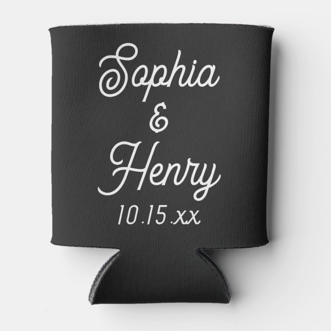 Hochzeit Elegante Script Black Modern Typografy Dosenkühler (Vorderseite)