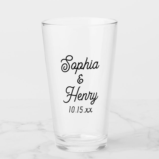 Hochzeit Elegante Script Black Modern Typografy Glas (Vorderseite)